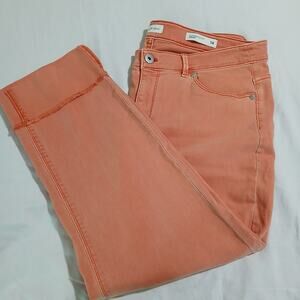 J.Jill Denim AUTHENTIC FIT CROPPED peach stretch denim jeans size 14